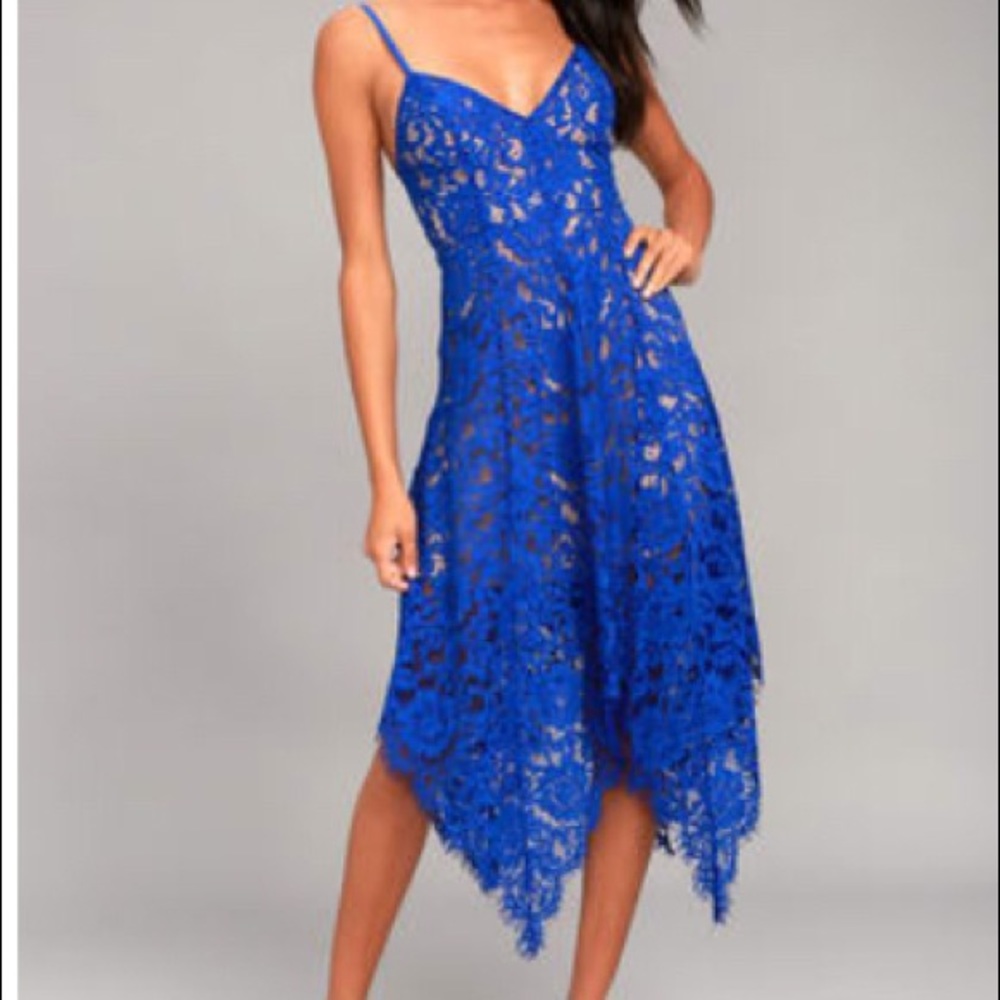 One Wish Royal Blue Lace Midi